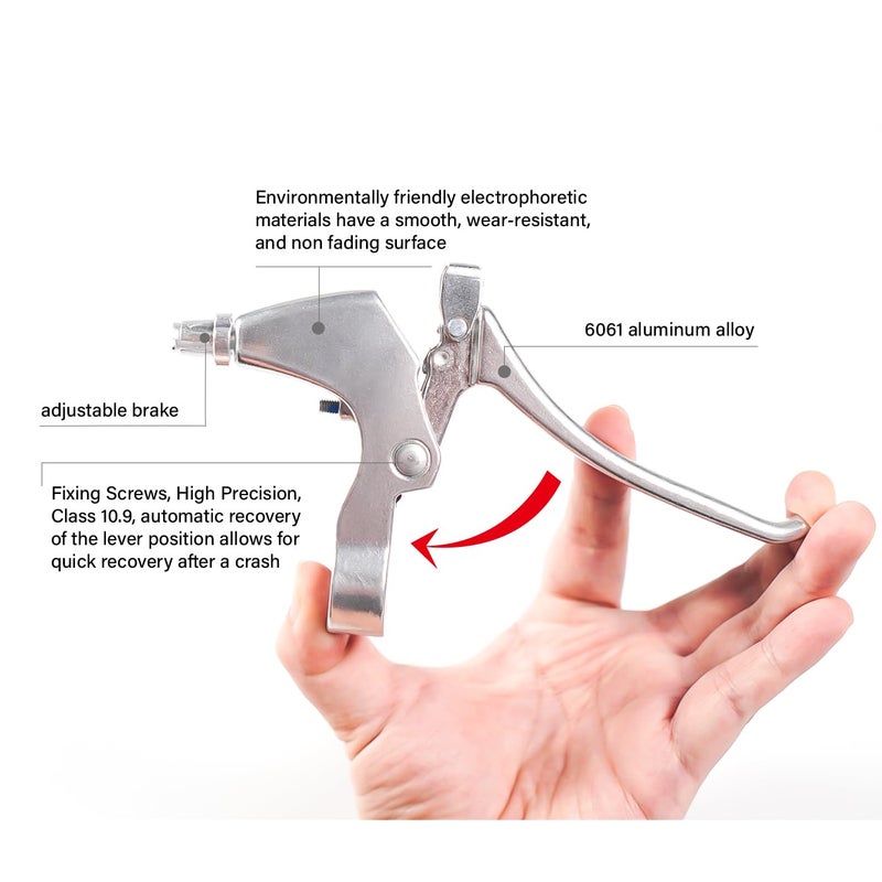 CNC رافعة فرامل دراجة CNC، رافعة فرامل مقود دراجة جبلية لـ MTB، فضي - Image 3